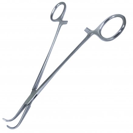 Затискач кровоспинний, по Negus, зігнутий, № 1. Довжина 19 см